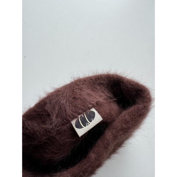 Vintage C.C. Brown Angora Knit Beanie Toque Hat, One Size - Picture 5 of 7